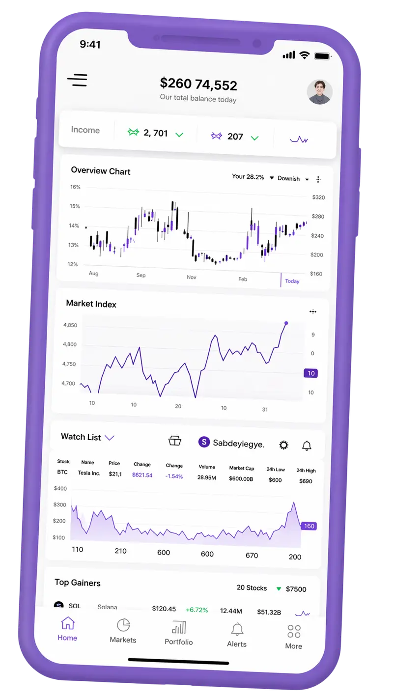 Application mobile pour gestion de portefeuille